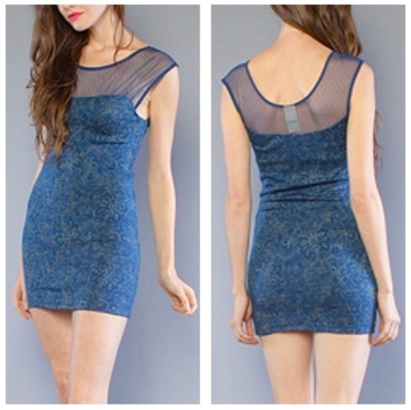 FREE PEOPLE Dragonfly dress teal gold - Picture 1 of 9